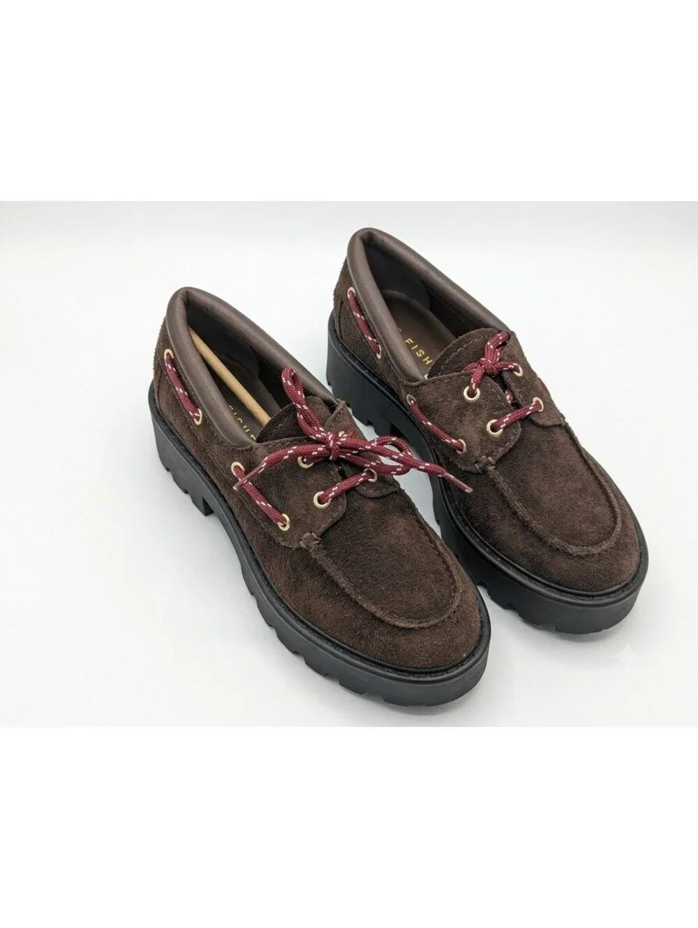 Marc Fisher Brown Suede Platform Lug-Sole Boat Shoes(Size 8)